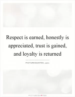 Respect is earned, honestly is appreciated, trust is gained, and loyalty is returned Picture Quote #1