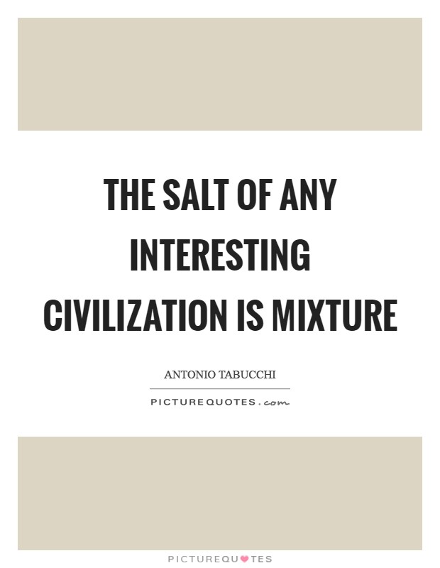 The salt of any interesting civilization is mixture Picture Quote #1