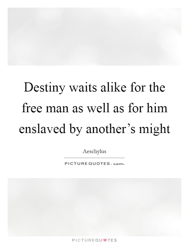 Destiny waits alike for the free man as well as for him enslaved by another's might Picture Quote #1