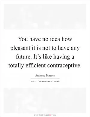 You have no idea how pleasant it is not to have any future. It’s like having a totally efficient contraceptive Picture Quote #1