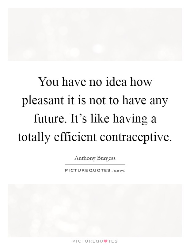 You have no idea how pleasant it is not to have any future. It's like having a totally efficient contraceptive Picture Quote #1