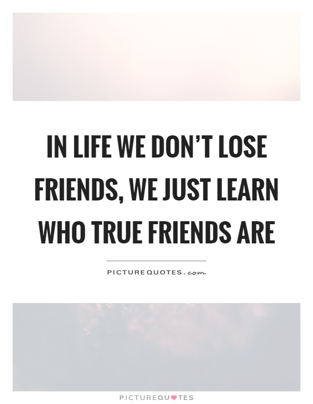 In life we don't lose friends, we just learn who true friends are Picture Quote #1