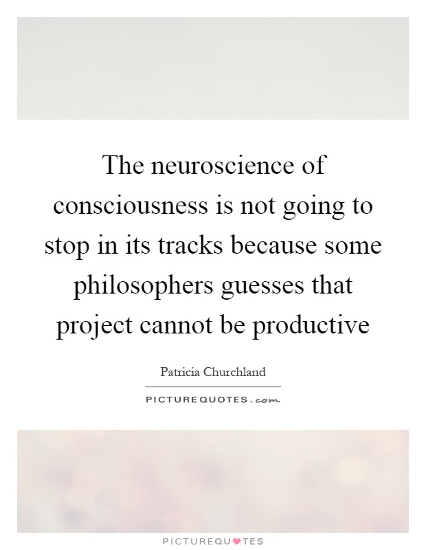The neuroscience of consciousness is not going to stop in its tracks because some philosophers guesses that project cannot be productive Picture Quote #1