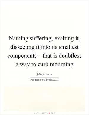 Naming suffering, exalting it, dissecting it into its smallest components – that is doubtless a way to curb mourning Picture Quote #1