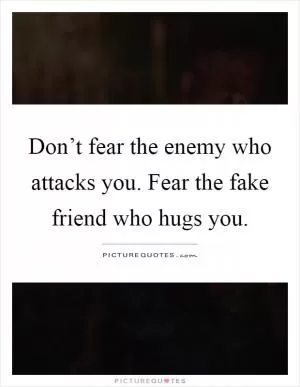 Don’t fear the enemy who attacks you. Fear the fake friend who hugs you Picture Quote #1