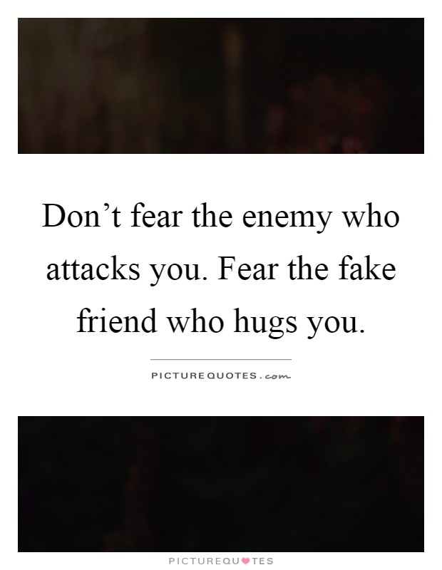 Don't fear the enemy who attacks you. Fear the fake friend who hugs you Picture Quote #1