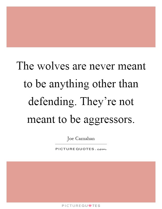 The wolves are never meant to be anything other than defending. They're not meant to be aggressors Picture Quote #1