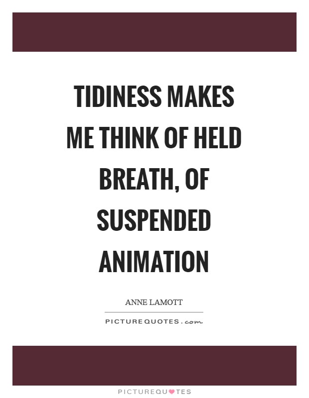 Tidiness makes me think of held breath, of suspended animation Picture Quote #1