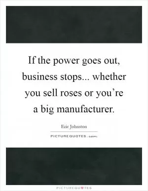 If the power goes out, business stops... whether you sell roses or you’re a big manufacturer Picture Quote #1