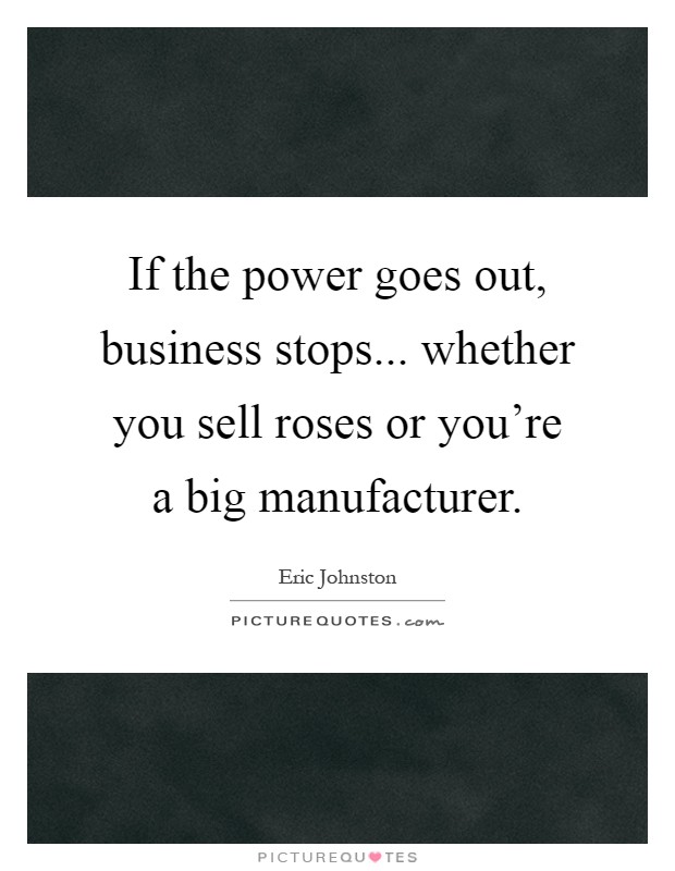 If the power goes out, business stops... whether you sell roses or you're a big manufacturer Picture Quote #1