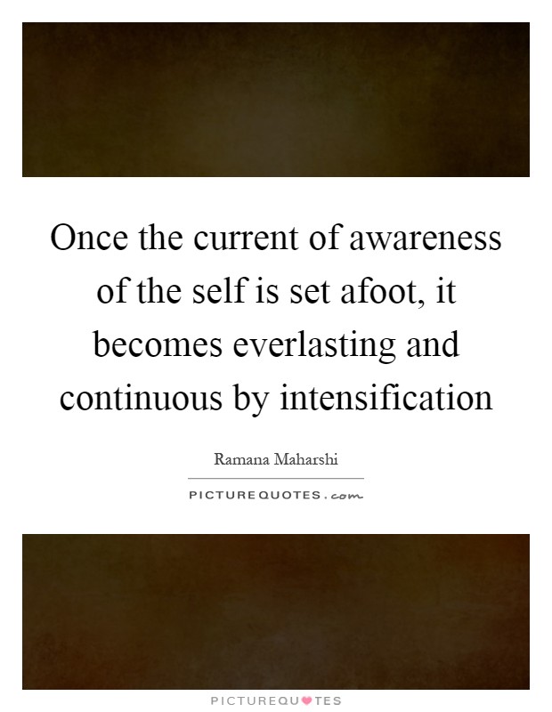 Once the current of awareness of the self is set afoot, it becomes everlasting and continuous by intensification Picture Quote #1