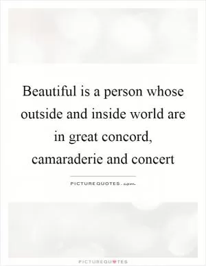 Beautiful is a person whose outside and inside world are in great concord, camaraderie and concert Picture Quote #1