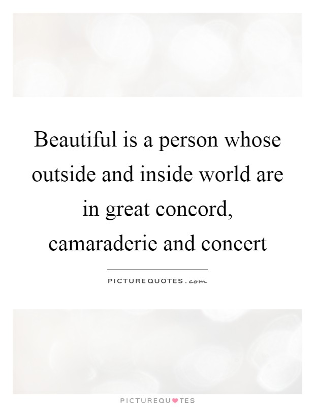 Beautiful is a person whose outside and inside world are in great concord, camaraderie and concert Picture Quote #1