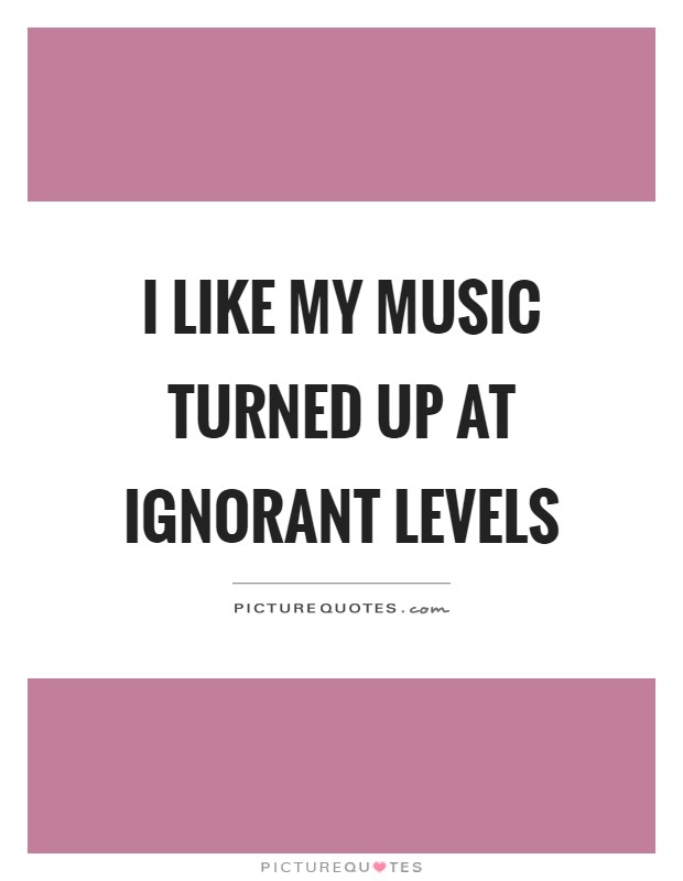 I like my music turned up at ignorant levels Picture Quote #1
