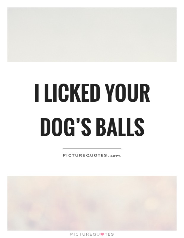 I licked your dog's balls Picture Quote #1