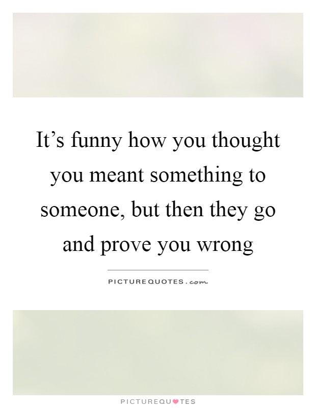 It's funny how you thought you meant something to someone, but then they go and prove you wrong Picture Quote #1