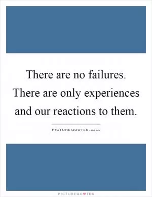 There are no failures. There are only experiences and our reactions to them Picture Quote #1