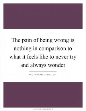The pain of being wrong is nothing in comparison to what it feels like to never try and always wonder Picture Quote #1