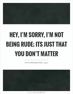 Hey, I’m sorry, I’m not being rude; its just that you don’t matter Picture Quote #1