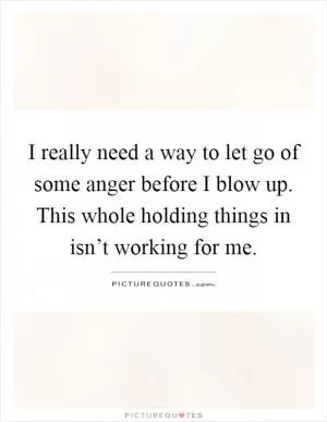 I really need a way to let go of some anger before I blow up. This whole holding things in isn’t working for me Picture Quote #1