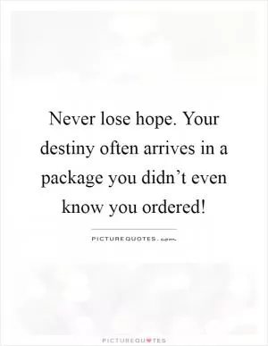 Never lose hope. Your destiny often arrives in a package you didn’t even know you ordered! Picture Quote #1