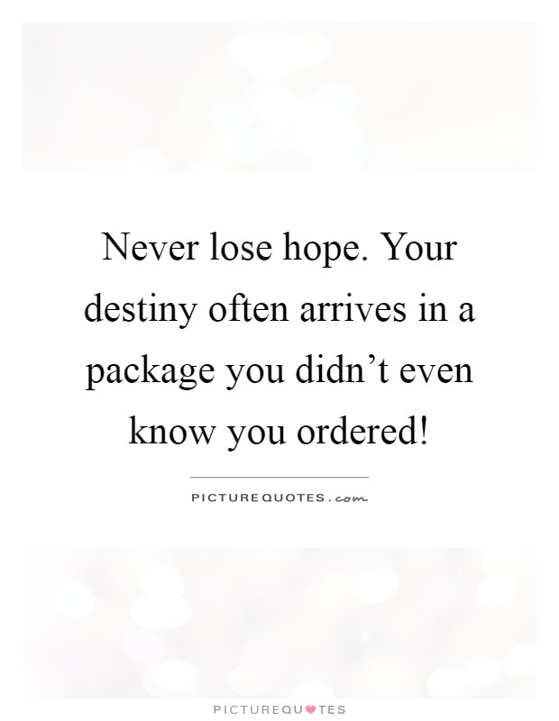 Never lose hope. Your destiny often arrives in a package you didn't even know you ordered! Picture Quote #1