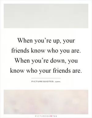 When you’re up, your friends know who you are. When you’re down, you know who your friends are Picture Quote #1