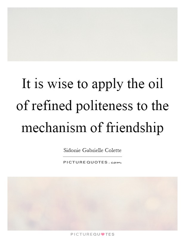 It is wise to apply the oil of refined politeness to the mechanism of friendship Picture Quote #1