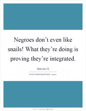Negroes don’t even like snails! What they’re doing is proving they’re integrated Picture Quote #1