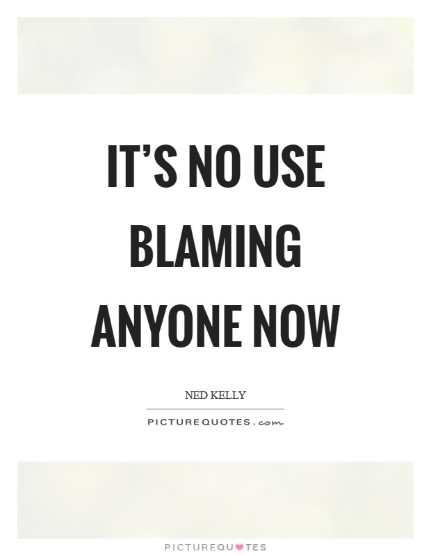 It's no use blaming anyone now Picture Quote #1