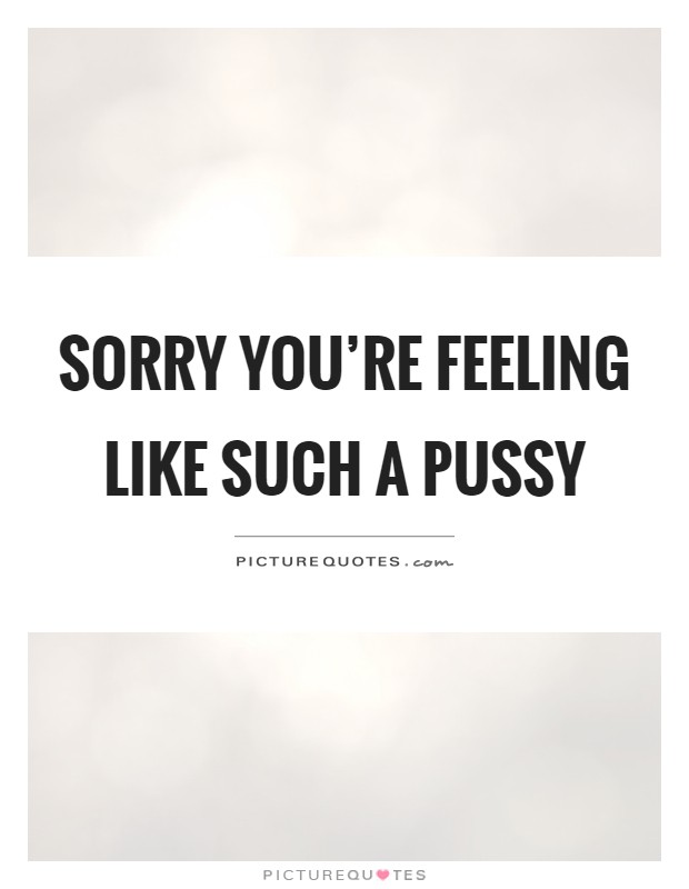 Sorry you're feeling like such a pussy Picture Quote #1