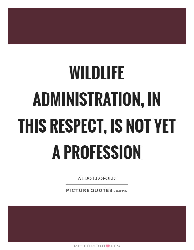 Wildlife administration, in this respect, is not yet a profession Picture Quote #1