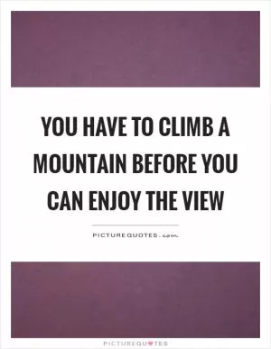 You have to climb a mountain before you can enjoy the view Picture Quote #1