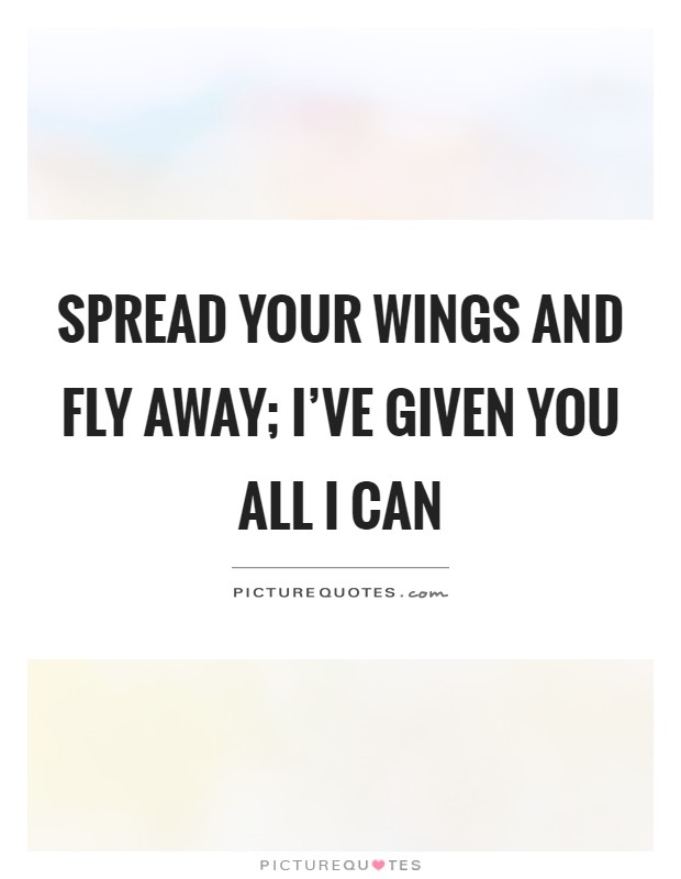 Spread your wings and fly away; I've given you all I can Picture Quote #1