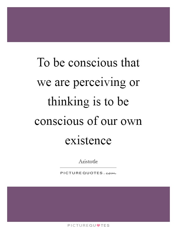 To be conscious that we are perceiving or thinking is to be conscious of our own existence Picture Quote #1