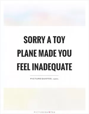 Sorry a toy plane made you feel inadequate Picture Quote #1