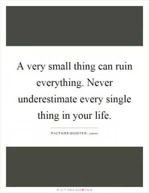A very small thing can ruin everything. Never underestimate every single thing in your life Picture Quote #1