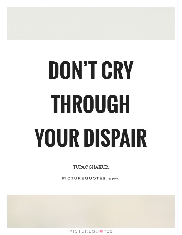 Don't cry through your dispair Picture Quote #1