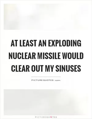 At least an exploding nuclear missile would clear out my sinuses Picture Quote #1