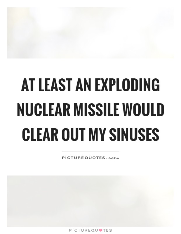 At least an exploding nuclear missile would clear out my sinuses Picture Quote #1