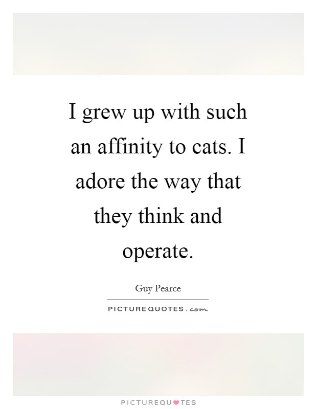 I grew up with such an affinity to cats. I adore the way that they think and operate Picture Quote #1