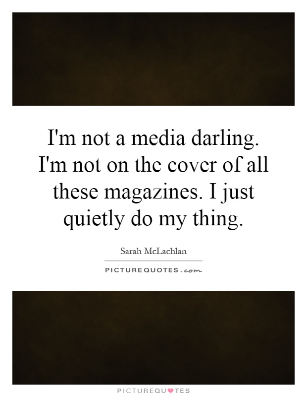 I'm not a media darling. I'm not on the cover of all these magazines. I just quietly do my thing Picture Quote #1
