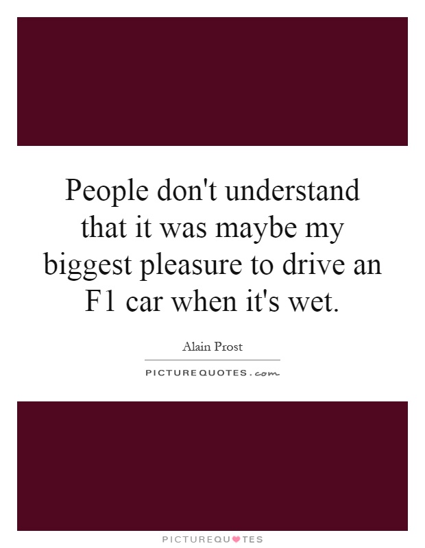 People don't understand that it was maybe my biggest pleasure to drive an F1 car when it's wet Picture Quote #1
