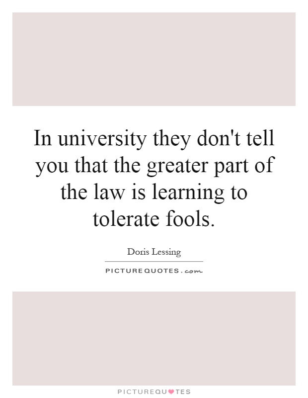 In university they don't tell you that the greater part of the law is learning to tolerate fools Picture Quote #1
