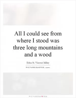 All I could see from where I stood was three long mountains and a wood Picture Quote #1
