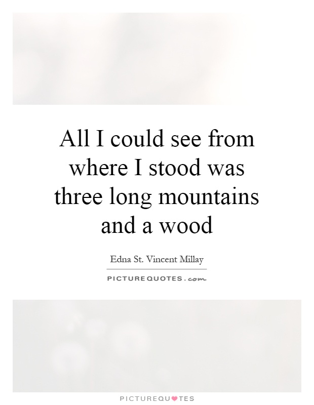 All I could see from where I stood was three long mountains and a wood Picture Quote #1