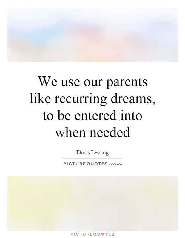 We use our parents like recurring dreams, to be entered into when needed Picture Quote #1