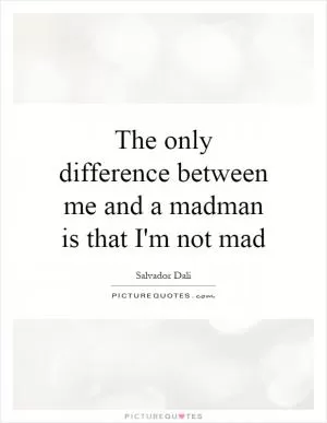 The only difference between me and a madman is that I'm not mad Picture Quote #1