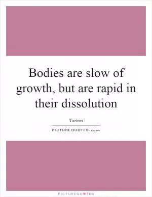 Bodies are slow of growth, but are rapid in their dissolution Picture Quote #1