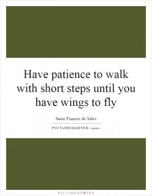 Have patience to walk with short steps until you have wings to fly Picture Quote #1